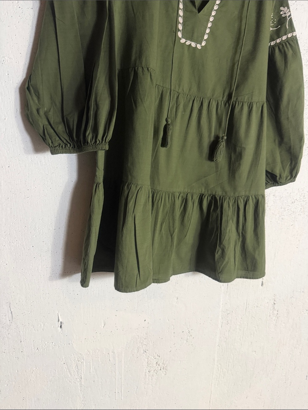 Zara Olive Dress with White Detailing, L - Picture 13 of 13